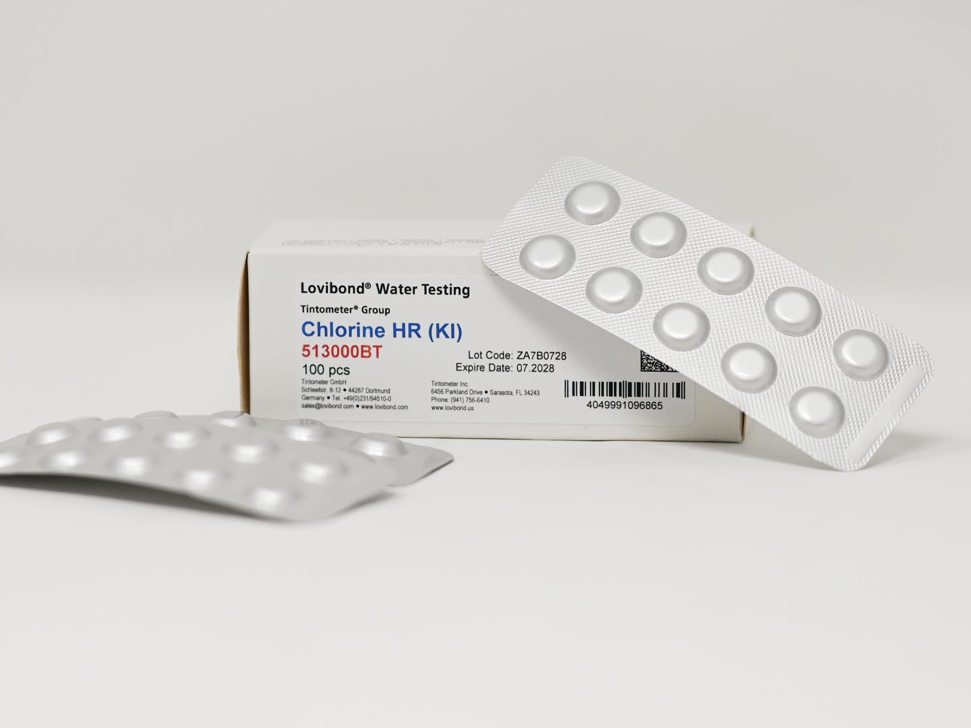 Lovibond - Chlorine H.R. Tablets | Chlorine Measurement | Water Testing | Suitable for Swimming Pools | 100 Pack | Sku: 513000BT | Compatible with Palintest DPD3, DPD No.1 Tablets