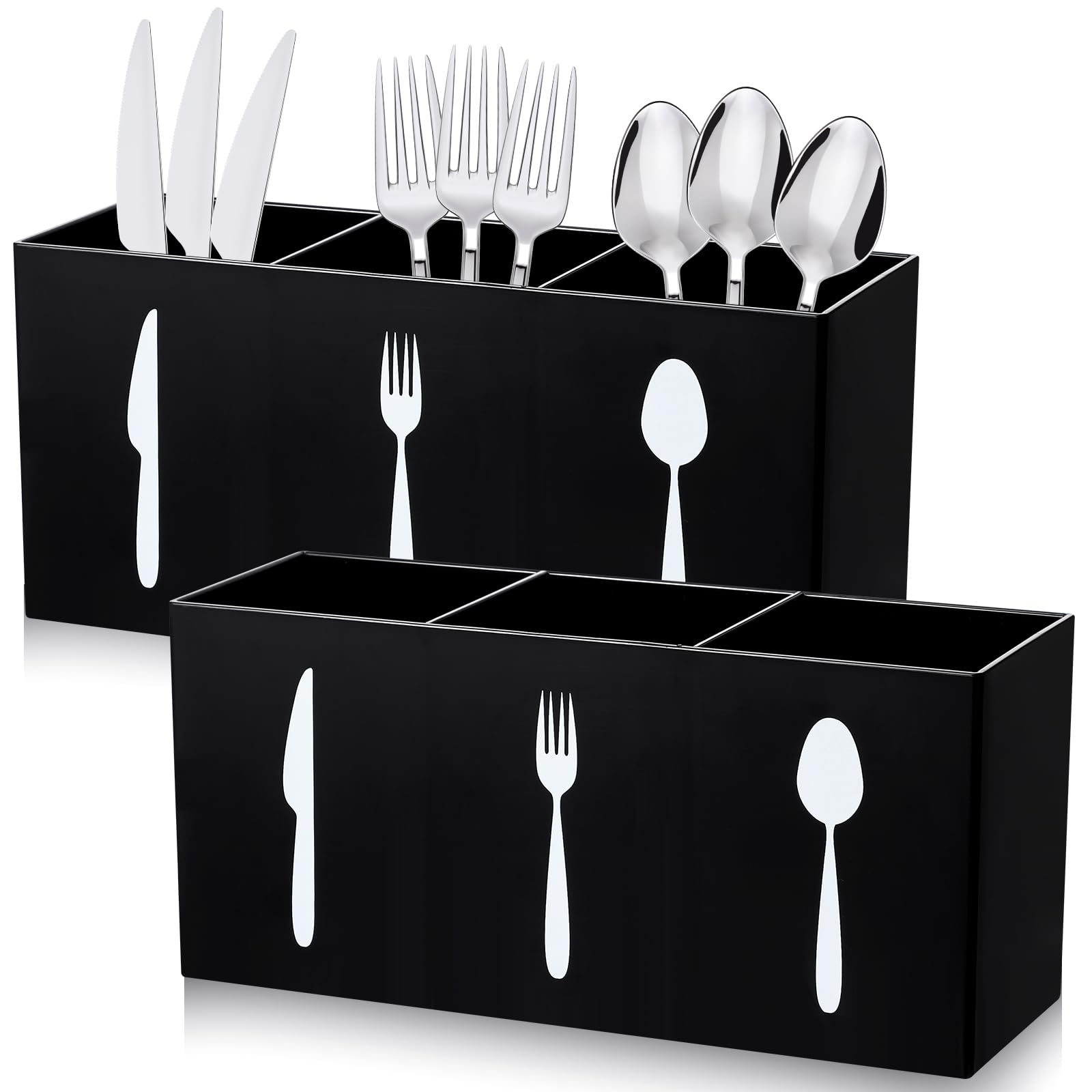 Suzile 2 Pcs Acrylic Cutlery Storage Organizer