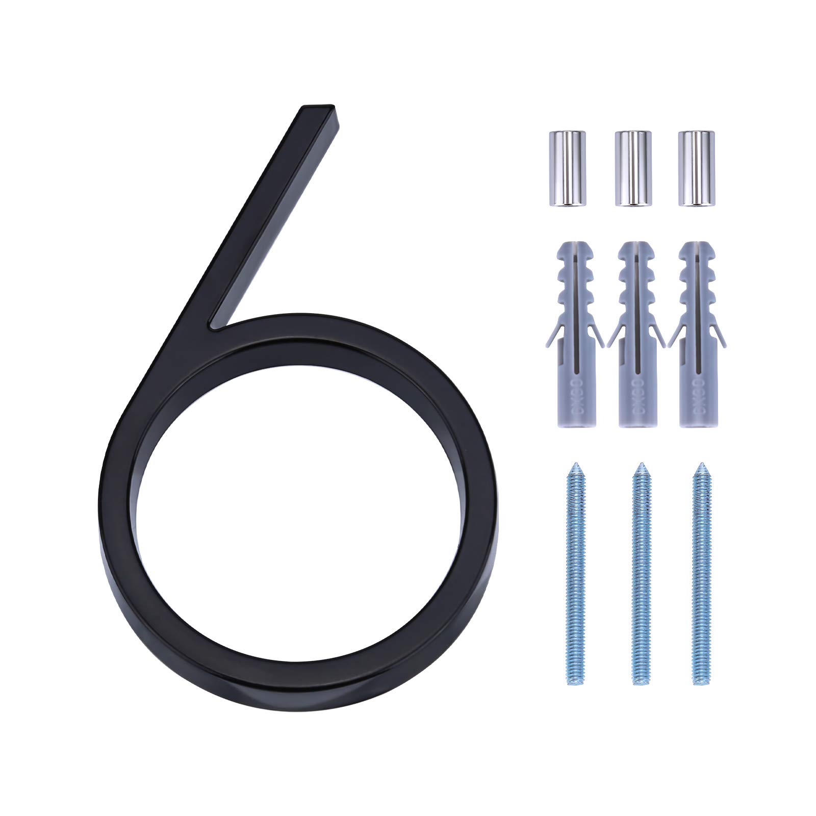 LUTER 5 inch Numery Adresu Domu Srebrne Numery Uliczne PAmerywaj¬ce Numery Domów Numery Skrzynek Pocztowych Numery Drzwi Dla Numeru Domu (6, Black)