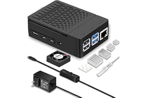 [20W 5V 4A] Raspberry Pi 4 Case, with iUniker 20W 5V 4A USB C Raspberry Pi 4 Power Supply with Switch Heatsink 40mm Cooling Fan for Pi 4 4 8gb/4gb/2gb