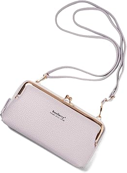 Amazon 財布 がま口 レディース 長財布 ショルダーストラップ ウォレット お財布ポシェット ポーチ Bp 1047 グレー Blanc Pomme ブランポム 財布