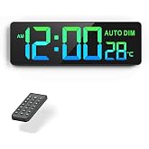 REACHER 16.5" Large Digital Wall Timer Clock with Countdown for Classroom | Auto dimmer, temperature, Remote Control, Colorful LED wall clock for teacher, school, home decor, kitchen, gym, living room