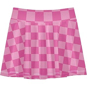 Plaaee Girls' Athletic Skirts Pink Checkered Kids Skorts Tennis Golf Running 3-12years