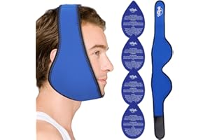Hilph Face Ice Pack Wisdom Teeth Ice Pack Head Wrap, Jaw Chin Ice Pack for Facial Oral Surgery with 4 Hot Cold Therapy Gel Packs for Teeth Removed, Dental Implants, TMJ Pain (Blue)