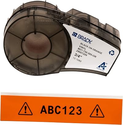Brady Vinyl Label Tape M211 M210 Black on Orange 19.05mm x 6.40m M21-750-595-OR