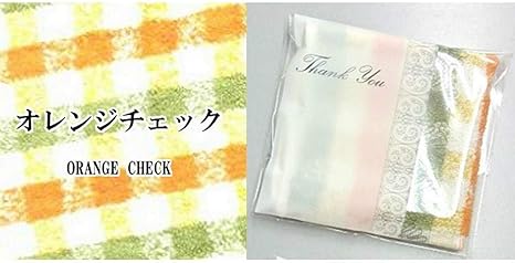 Amazon タオルマーサ Thankyouギフト ハンカチタオル メッセージ付きパッケージ入りタオルハンカチ 選べる4色 柄 オレンジチェック ハンドタオル ホーム キッチン オンライン通販