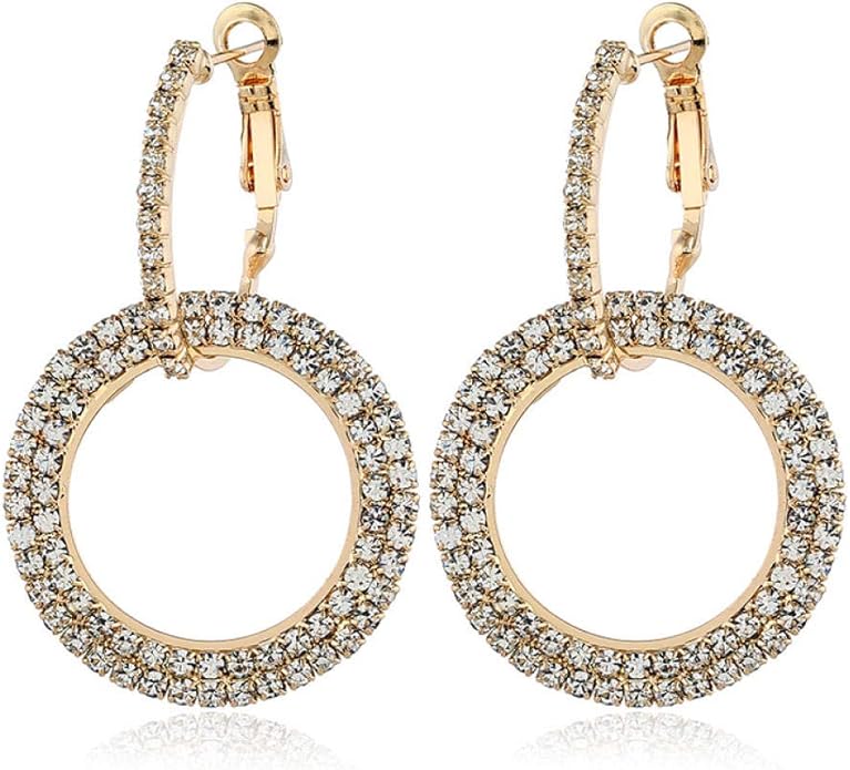 Double ring diamond pendant earrings earrings simple long earrings earrings women Amazon.co.uk