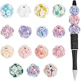 PH PandaHall 15 Colors Flower Ball Beads for Pens 22mm Rose Focal Beads with Pearls Resin Floral Spacer Bead Rose Flower Bead for Pens Jewelry Making Bracelet Necklace Earring Keychain Party Decor