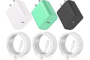 ILOUYU 3 Pack iPhone Fast Charger, 20W PD USB C Wall Charger Adapter with 3 Pack [MFi Certified] 3 Pack 6FT USB C to Lightning Cable Compatible for iPhone 14/13 Pro/13/12/12 Mini/12 Pro Max