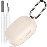 LDSXAY Compatible with Shokz New OpenFit 2 Case Cover, Soft Silicone Shockproof Protective Skin Case for Shokz OpenFit 2 Open-Ear Wireless Earbuds with Cleaner Kit & Carabiner (Beige)