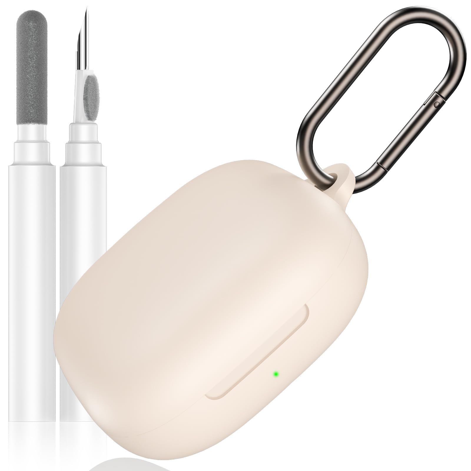 Photo 1 of LDSXAY Compatible with Shokz New OpenFit 2 Case Cover, Soft Silicone Shockproof Protective Skin Case for Shokz OpenFit 2 Open-Ear Wireless Earbuds with Cleaner Kit & Carabiner (Beige)