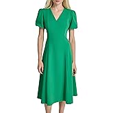DKNY Womens Bubble Sleeve V-Neck Fit & Flare Mini Dress