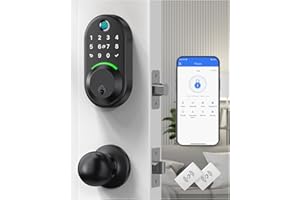 WISEGEAR Keypad Smart Lock with Knob Set,Keyless Entry Door Lock Deadbolt with Handle,Front Door Lock Set,Fingerprint Door Lock for Front Door,Electronic Code Deadbolt Set, Auto Lock