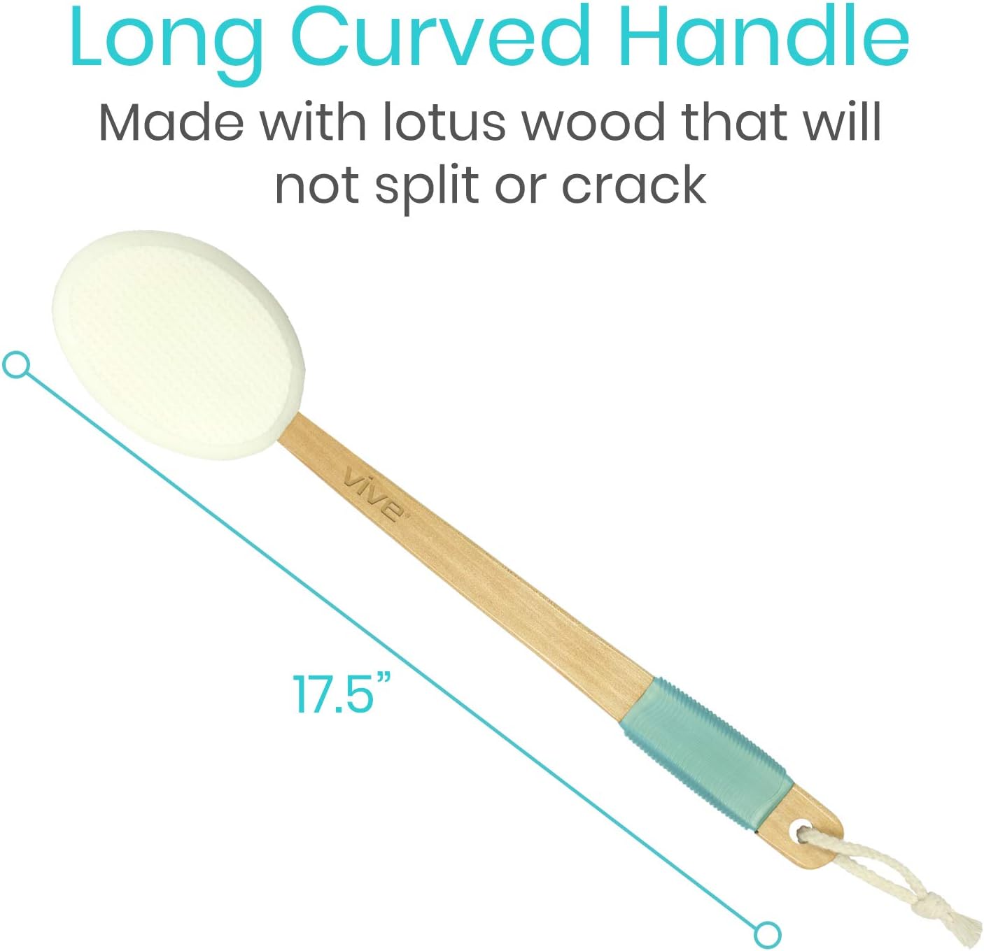 Vive Back Lotion Applicator - Long Reach Handle With Pad for Easy Self Application of Shower Bath Body Wash Brush, Foot Sponge, Skin Cream, Suntan, Tanning, Aloe, Acne - Men And Women : Beauty