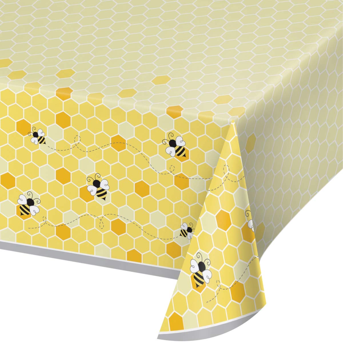 Creative ConvertingBumblebee Baby Plastic Tablecloth, 54" x 102", Multi-color