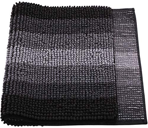 Bathroom Rug 32×20,2 Pack Haod Bath Rug with Chenille Microfiber, Non Slip and Machine-Washable Toilet Floor Rug (Black)
