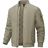 BGOWATU Men's Jacket Windproof Quilted Bomber Jackets Casual Fall Winter Warm Padded Coats Outwear