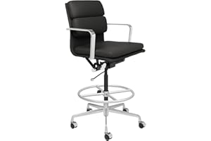 Laura Davidson Furniture SOHO II Padded Drafting Chair for Standing Desks, Standing Desk Chair - Ergonomically Designed, Commercial Grade Draft Height, Arm Rest & Cushion, Made of Faux Leather, Black