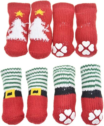 Amazon Com Fladorepet 2 Packs 8 Socks Winter Christmas Dog Socks