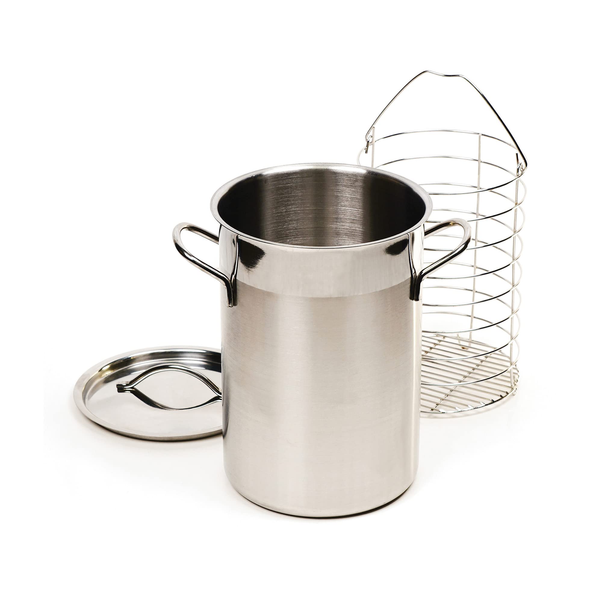 Photo 1 of RSVP International Endurance Kitchen Cookware Collection Stainless Steel Asparagus Steamer Pot & Lid with Chromed Steel Basket Insert, 3 Quart Capacity, 5.5" Diameter