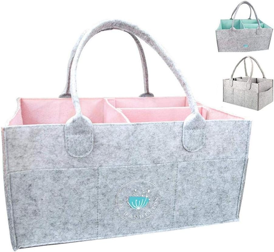 Koojawind Infant Nappy Storage Bin Baby Diaper Wipes Bag Caddy Organizer Basket Diaper Caddy Organiser Portable Felt Storage Bag Nursery Bin Storage Bag for Mom Newborn Kids