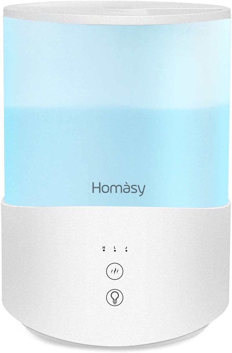 Homasy Cool Mist Humidifier Diffuser, 2.5L Essential Oil Diffuser, Top Fill Humidifier for Bedroom, Home and Office, Baby Humidifier with Adjustable Mist Output, Sleep Mode, Auto Shut Off
