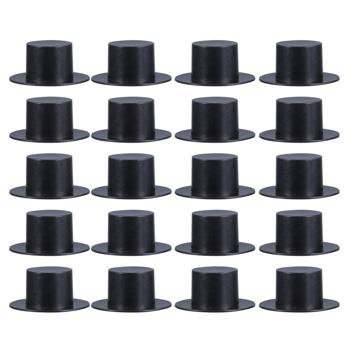 50pcs Plastic Top Hats Black Handcraft Mini Top Hat for Snowman