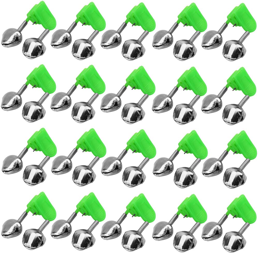 DUODCHQL 20 Pcs Fishing Rod Bell Fish Ring Double Alarm Bells Fishing Rod Bite Alarm Twin Bells Fishing Bell Alarm for Night Fishing Accessory Fishing Enthusiasts