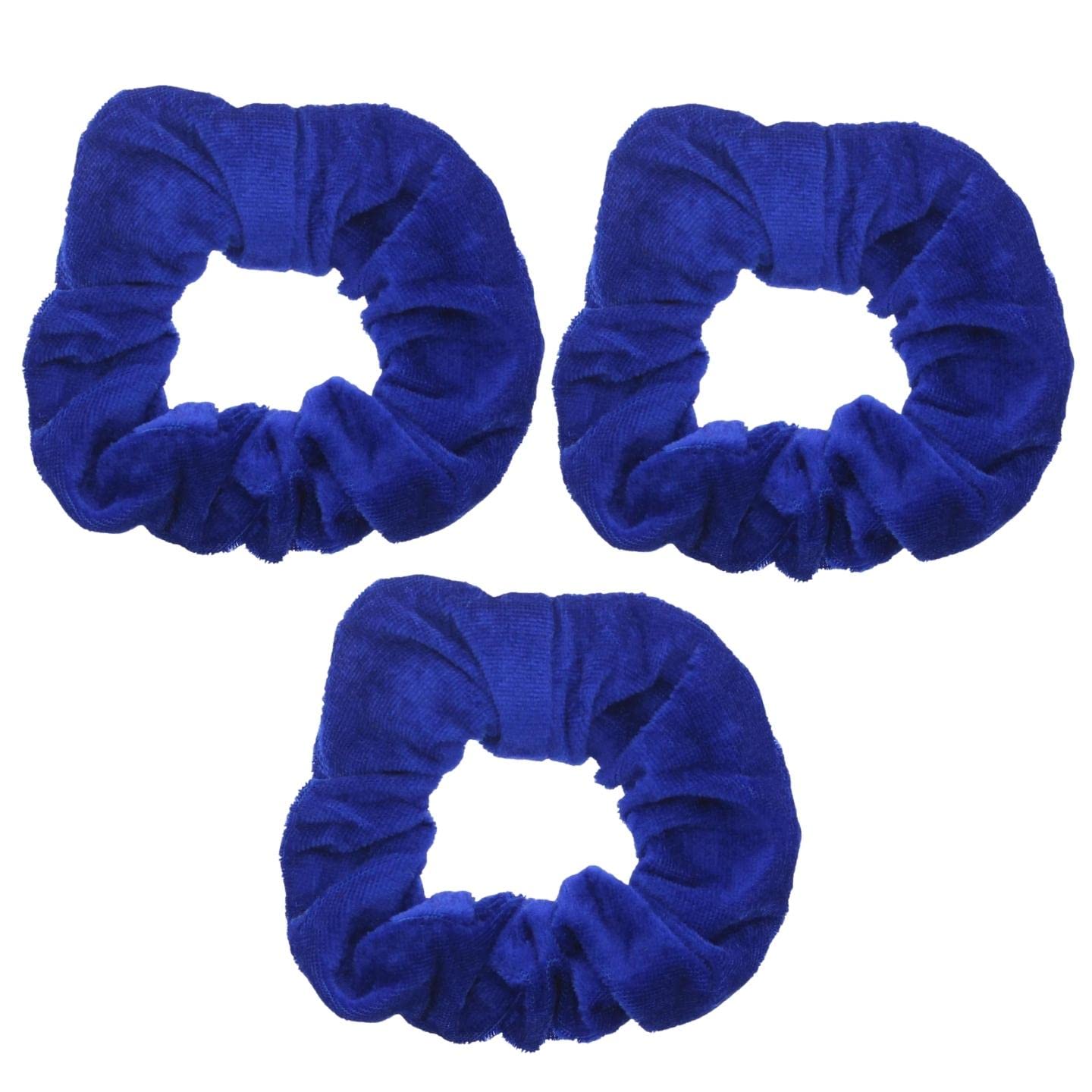 Topkids Accessories - Velvet Scrunchie Scrunchies Elastic Hair Band Ponytail Holders Hair Scrunchie Hair Bobbles Hair Accessories for Women, Ladies, Girls - Pack of 3 (Royal Blue)