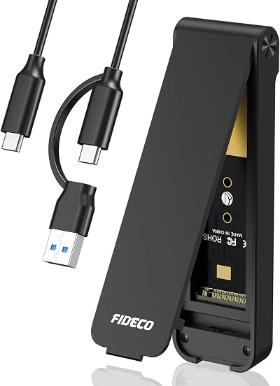 FIDECO M.2 NVMe SSD Enclosure USB 3.2 Gen 2 10Gbps Sandwich Tool-Free