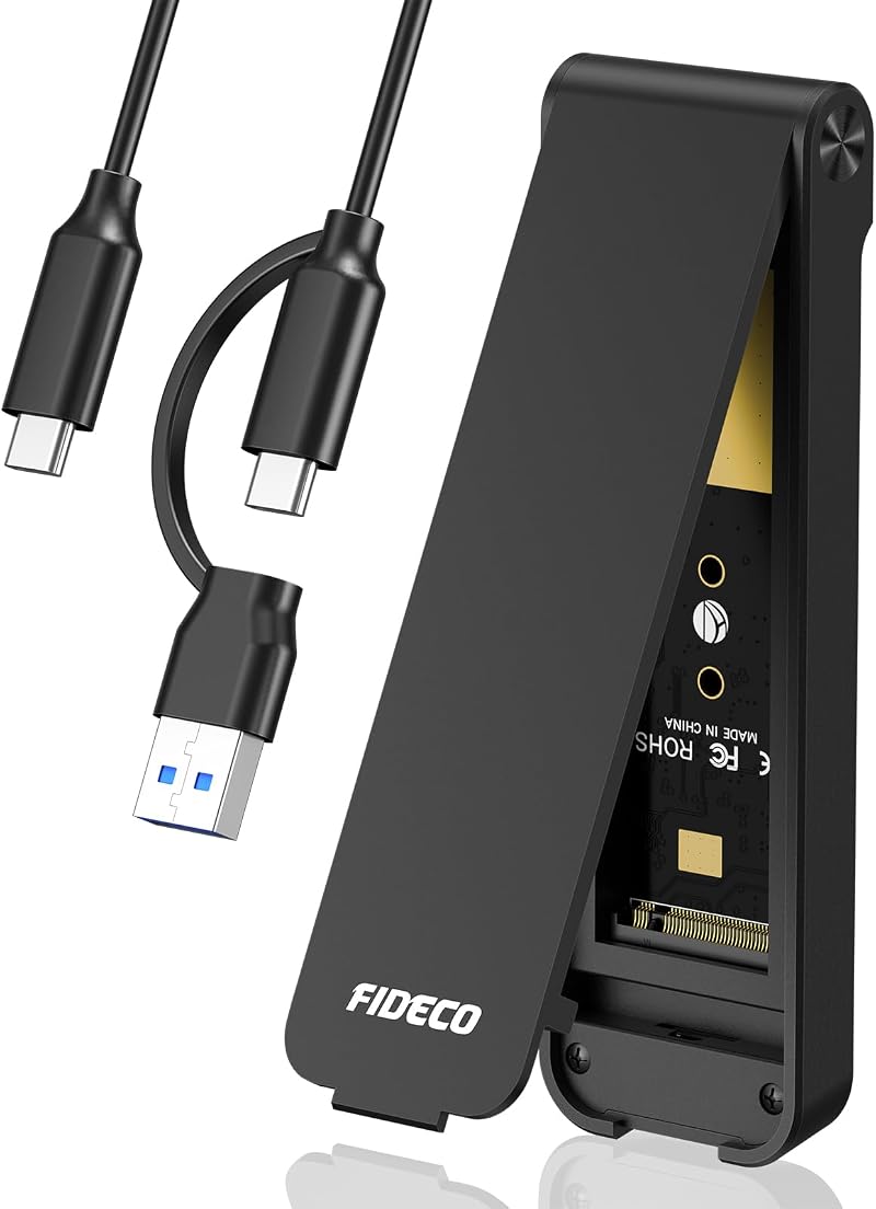 FIDECO M.2 NVMe SSD Enclosure USB 3.2 Gen 2 10Gbps Sandwich Tool-Free