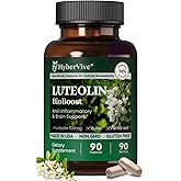 HyberVive Luteolin Supplement, 98% Ultra-Purity Luteolin Extract – Plant-Based Flavonoid Supplement for Brain Health, Immune Support & Inflammatory Balance – Made in USA, 90 Vegan Capsules