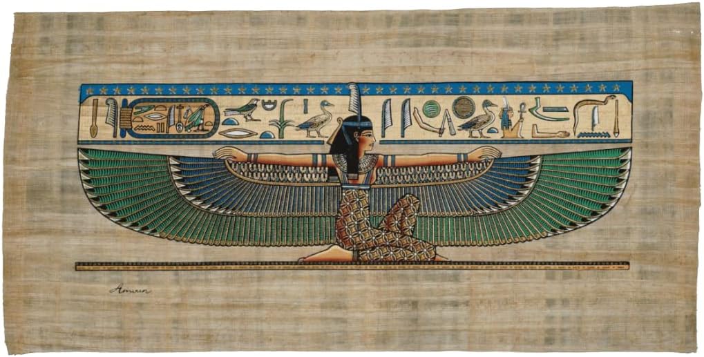 Paintings - Egyptian Ancient HandMade Papyrus Painting Wall art Decoration, Maat or Mayet
