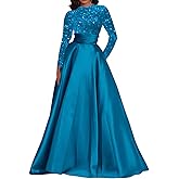 Flihodaputa Women's Sequin Prom Dresses Sparkly Long Sleeve Formal Dresses Ball Gowns