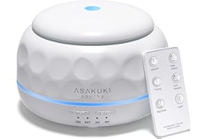 ASAKUKI Essential Oil Diffuser, 300ML Aromatherapy Humidifier with 7-Color Light, Small Home Diffuser and Perfect for Relaxation-Pure White