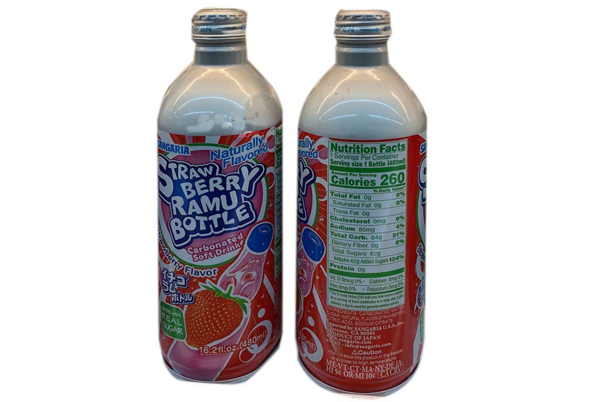 Strawberry Ramu Bottle Carbonated Soft Drink (Pack of 12)