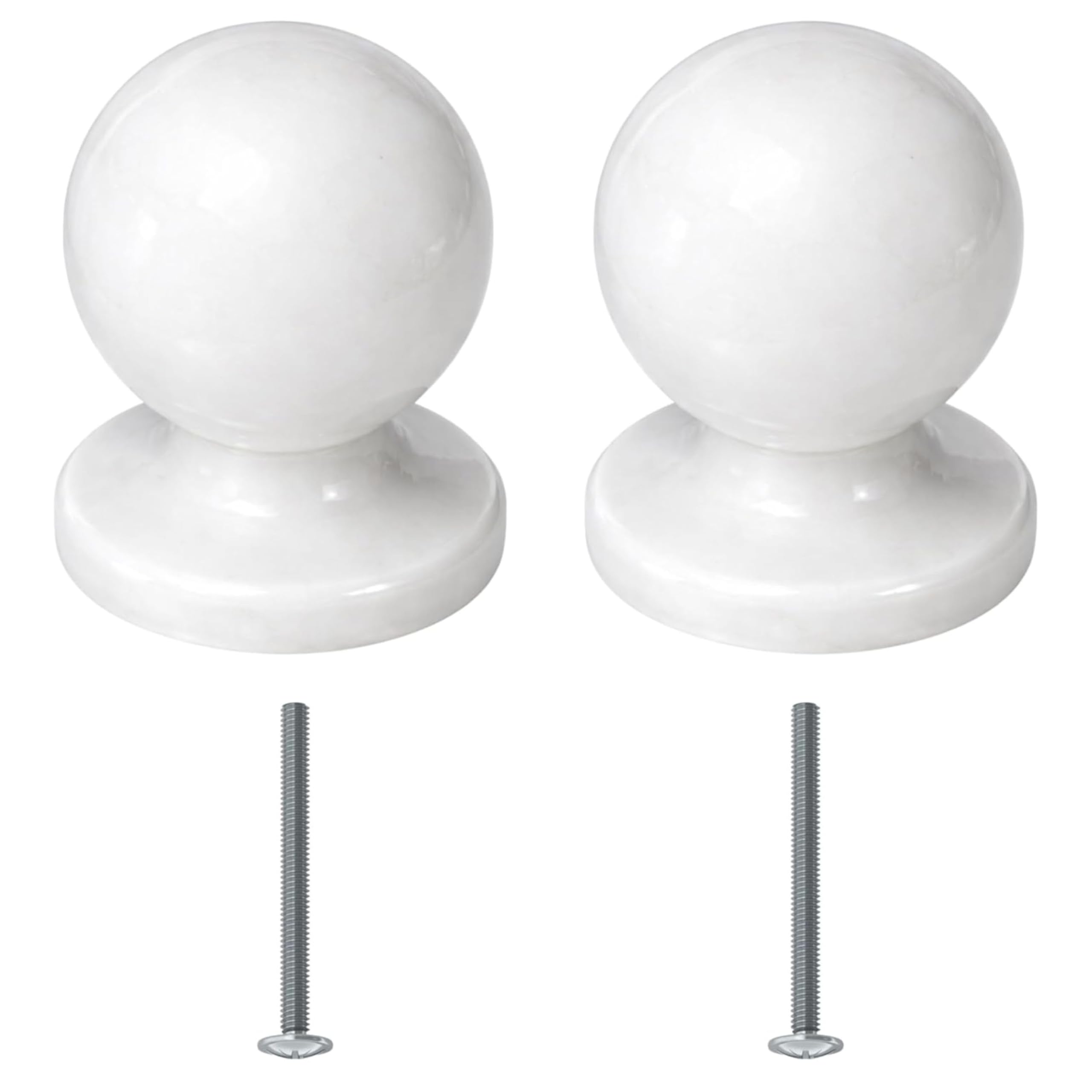 bricoleva.it Pair of Round Knobs for Furniture Doors Cabinets Drawers Bedside Doors - Round Furniture Knob - Small White Zamak Knob