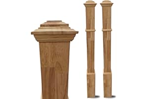 WAAKOOMATRYX 2 Pcs 3.5x48 Inch Solid Red Oak Square Newel Post - Box Contemporary Plain Style Stair Railing Interior for Staircase Remodeling