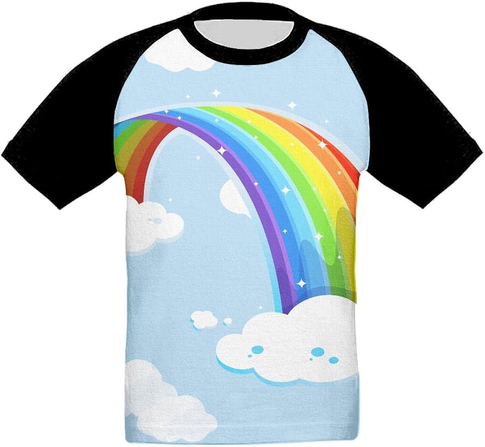 Amazon.com: NUNOFOG Raglan Short Sleeve Tee Rainbow Sports T-shirts For Boys & Girls: Clothing