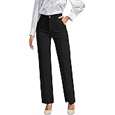 FUNYYZO Office Dress Pants for Women Stretch High Waisted Casual Business Long Trousers with Deep Pockets