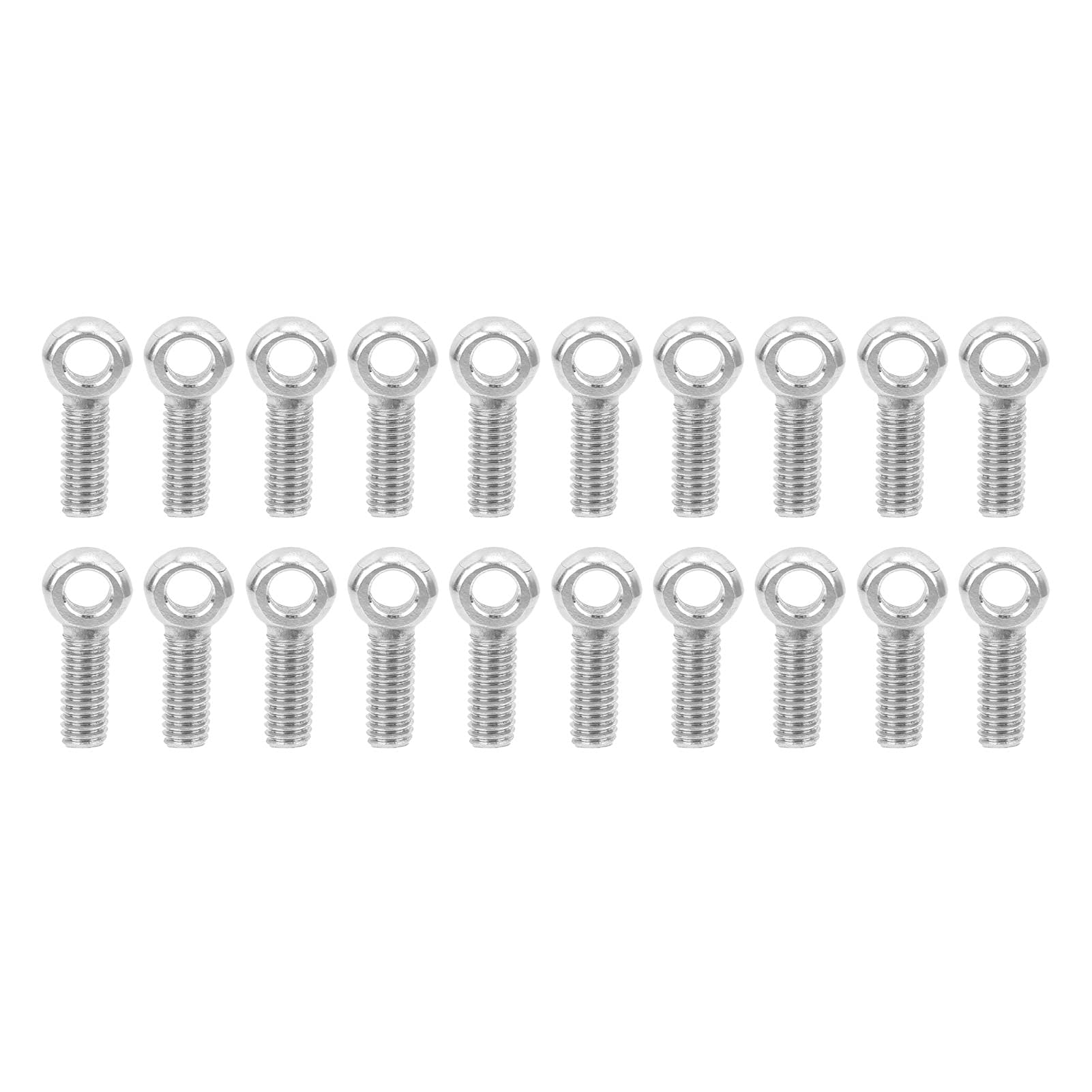 Fafeicy 20Pcs M6 Lifting Eye Bolt, 304 Stainless Steel Anti‑Corrosion Heavy Duty Machinery Shoulder, 20mm Distance from The Center of The Hole to The Tail, Screw