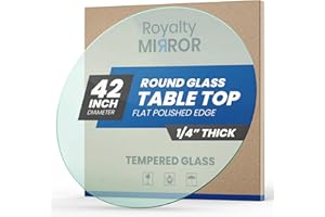 ROYALTY MIRROR Royalty 42" Inch Round Tempered Glass Table Top – Clear Table Top Glass – Useful for Replacement, Tabletop Protector, Patio, Dining, Coffee, Desks - 1/4" Thick Flat Polished Edge