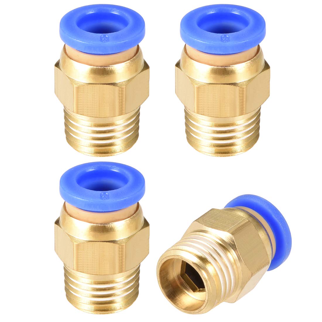 sourcing map Straight Pneumatic Push to Quick Connect Fittings 1/4NPT Male x 8mm Tube OD 4pcs