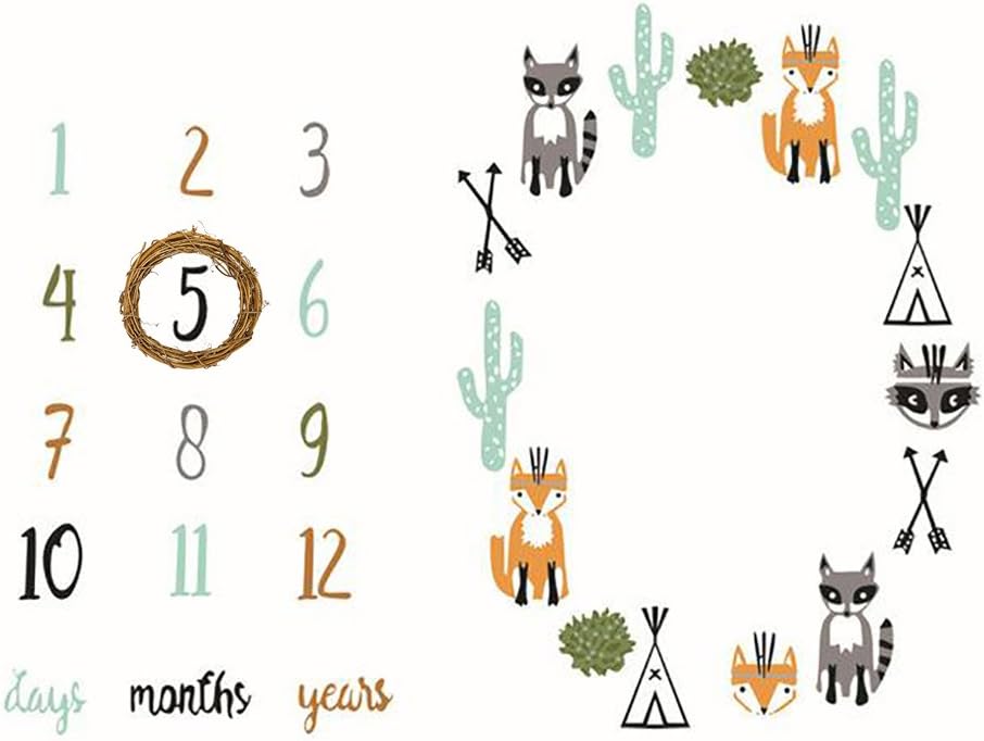 Kross Trends Woodlands Newborn Baby Milestone Photo Prop Blanket with Grapevine Frame for Capturing Monthly Pictures - Perfect 40" x 40"