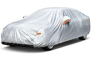 GUNHYI 6 Layers Sedan Car Cover Waterproof All Weather, 100% Waterproof Outdoor Car Covers Full Exterior Covers for Automobiles Sedan Hatch SUV Rain Sun UV Dust Protection. Size A4 (See Size Chart)