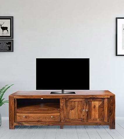 Daintree New Cuba TV Unit Cabinet (Lacquer Finish, Natural Teak)