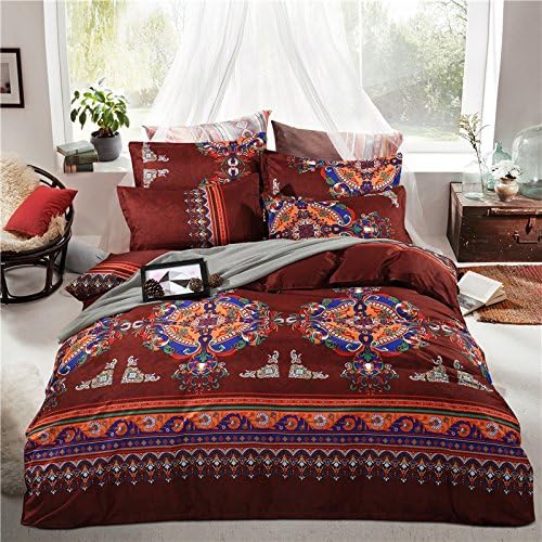 CocoQueenCocoQueen Polyester Boho Bambi 4PC Duvet Cover Set Brown Bohemian Exotic Patterns King Size