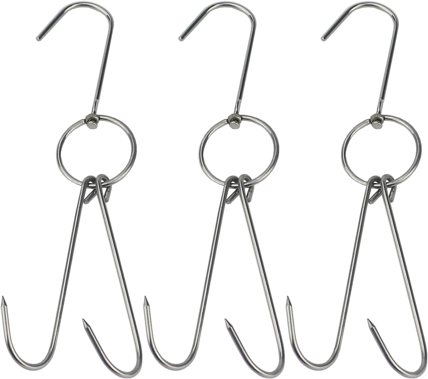 TinaWood 3 PCS 9.4" Stainless Steel Double Meat Hooks Roast
