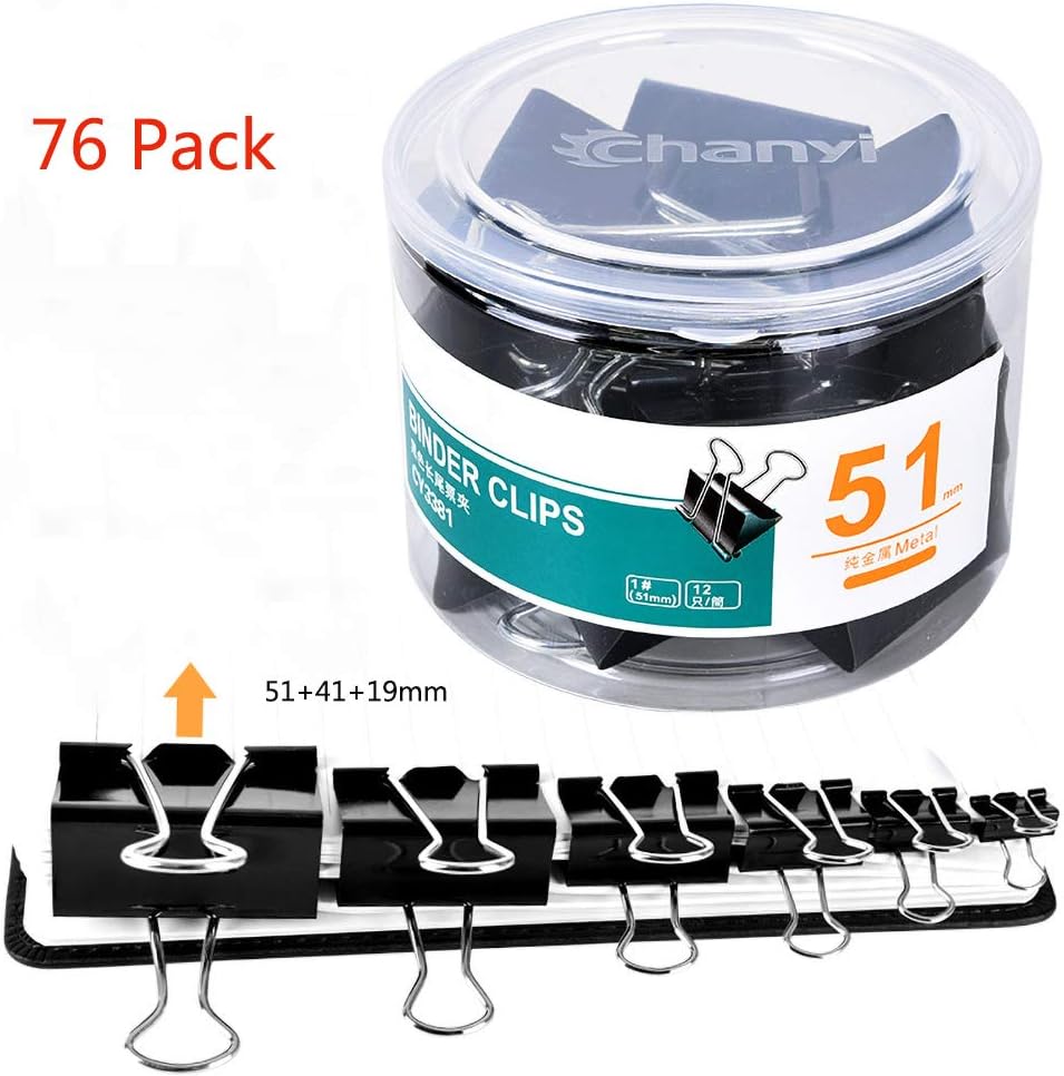 BGcrsl Metal Binding Clip with Clips for Staples Black Clamps for Handle Clips for Office Paper