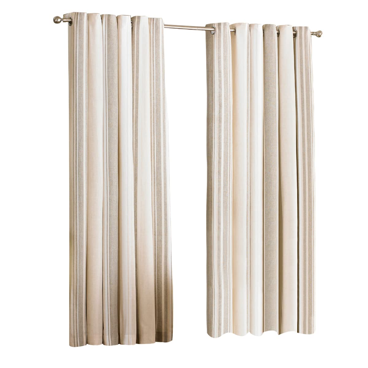 Riva Paoletti Broadway Ringtop Eyelet Curtains (Pair) - Coffee, Beige And Cream, 168cm x 183cm